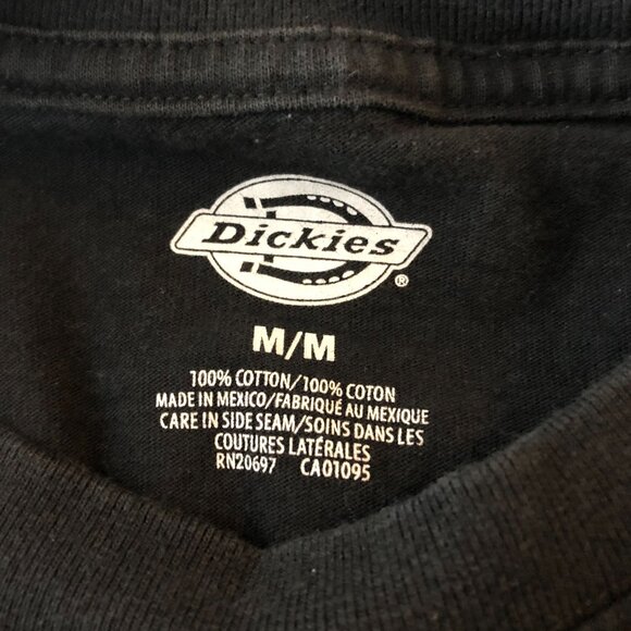 Dickies Black Crewneck Pocket T-Shirt M 100% Cotton Short Sleeve - Picture 4 of 4